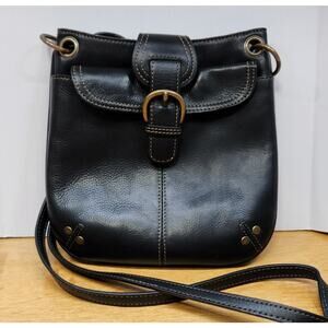 EUC Fossil Purse Black Cross Body Messenger Leather | Small Mini Size